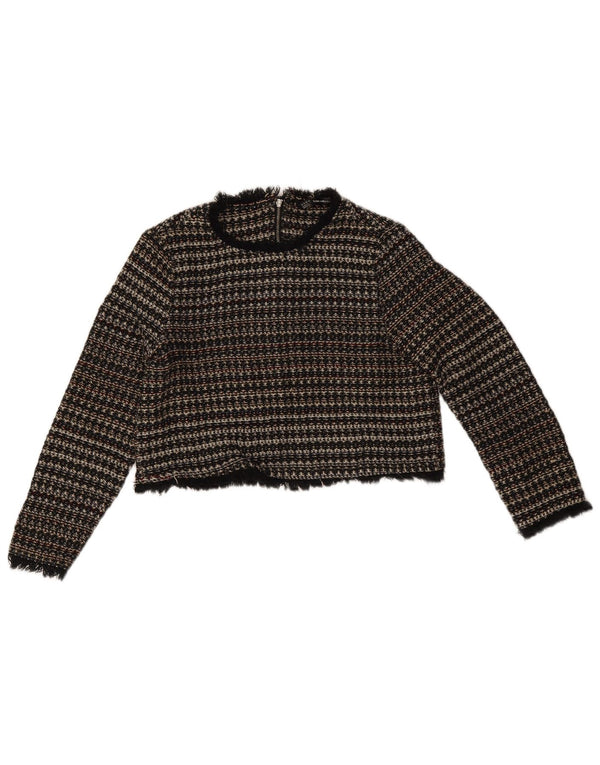 Zara Damen-Pullover mit U-Boot-Ausschnitt, Größe M, mehrfarbig, gestreift, UK 12