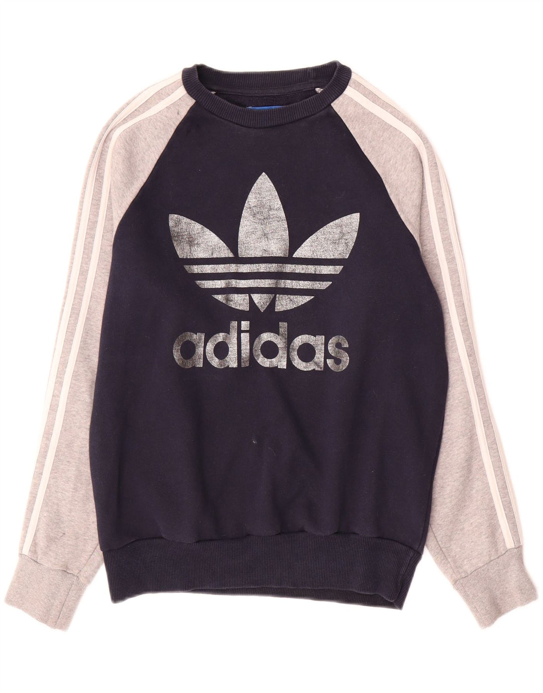 ADIDAS Womens Sweatshirt Jumper UK 12 Medium  Navy Blue Colourblock