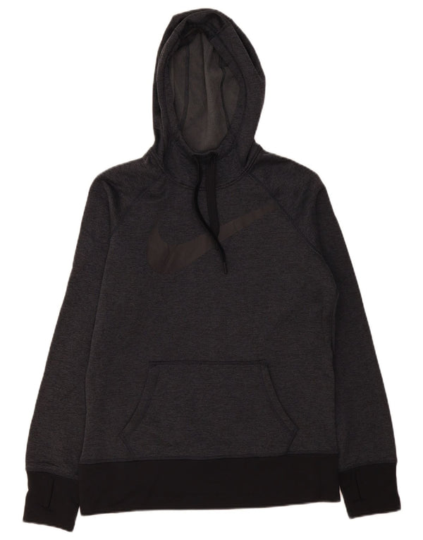 Nike Damen Therma-Fit Graphic Hoodie Pullover UK 14 Mittelgrau Farbblock