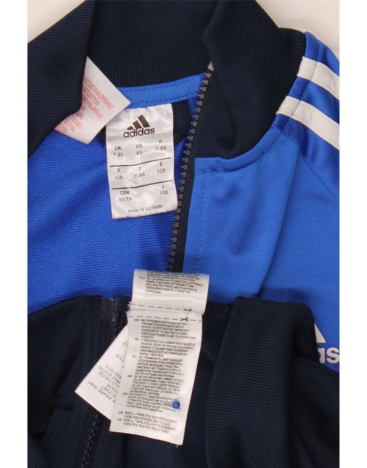 Adidas Jungen-Trainingsanzug-Top-Jacke, 7–8 Jahre, blaues Farbblock-Polyester
