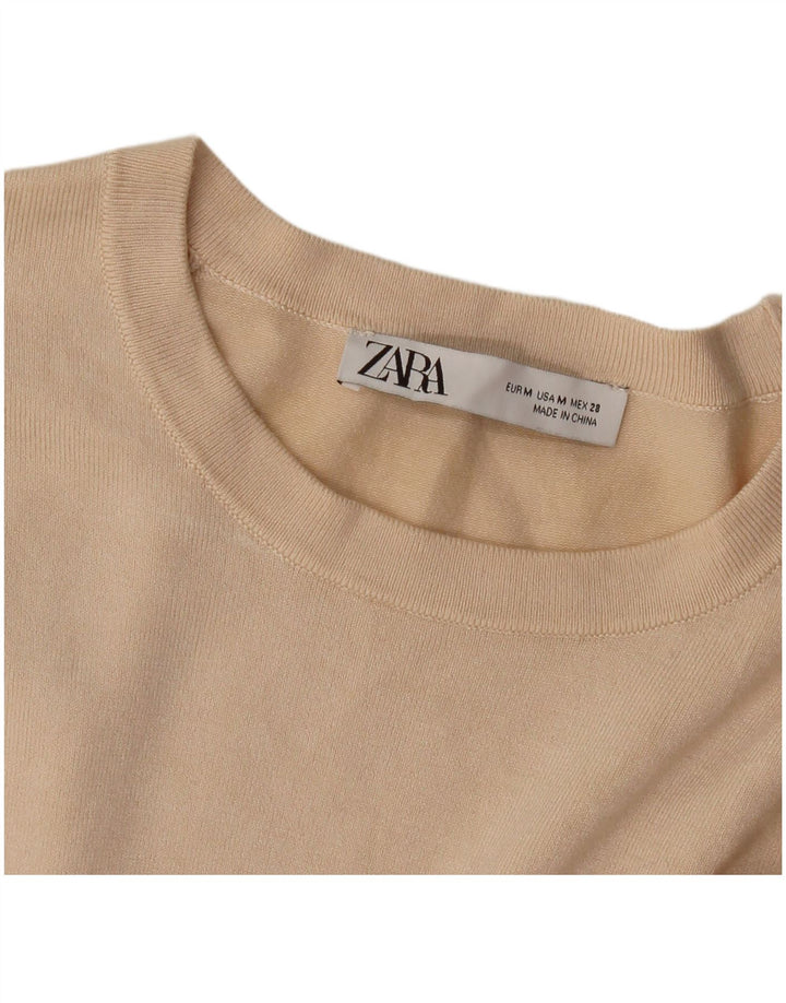 Zara Damen-Pullover mit U-Boot-Ausschnitt, Gr. 12, Mittelbeige