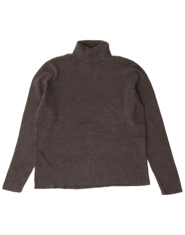RALPH LAUREN Damen-Pullover mit Rollkragen, Gr. 14, Größe L, Grau, Baumwolle