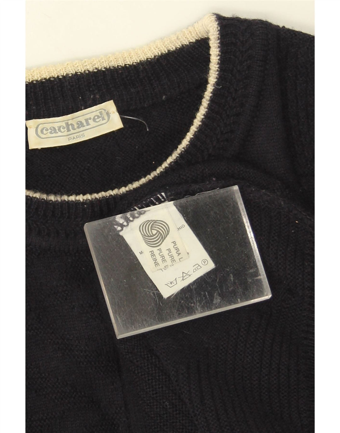 Cacharel Herren-Pullover mit Rundhalsausschnitt, XL, Marineblau, Schurwolle
