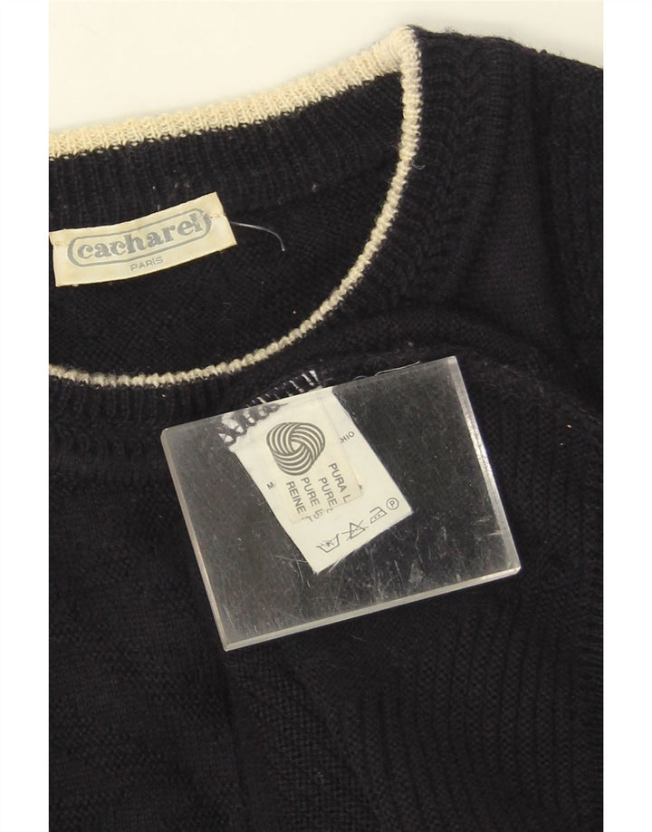 Cacharel Herren-Pullover mit Rundhalsausschnitt, XL, Marineblau, Schurwolle