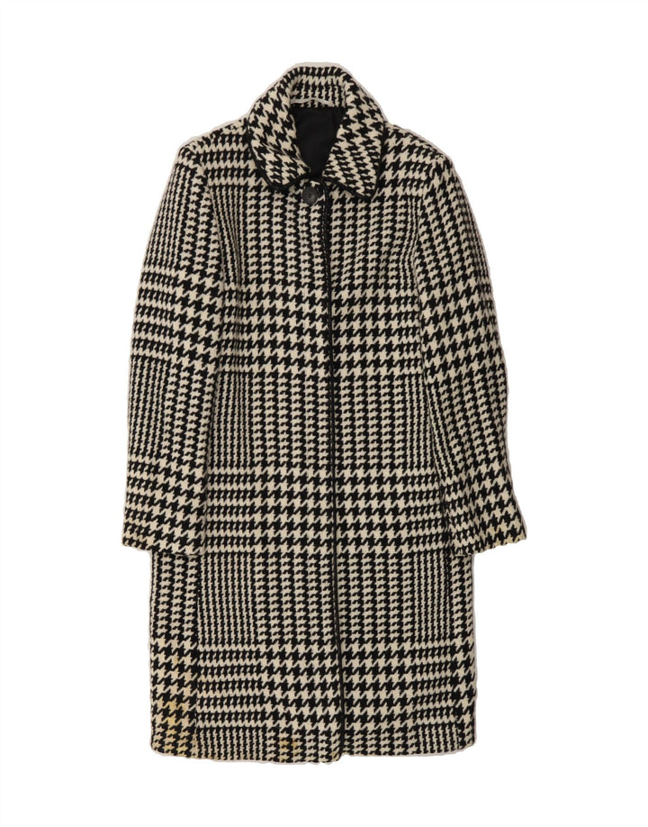 PENNY BLACK Womens Overcoat UK 10 Small Black Houndstooth Wool Vintage Penny Black and Second-Hand Penny Black from Messina Hembry 