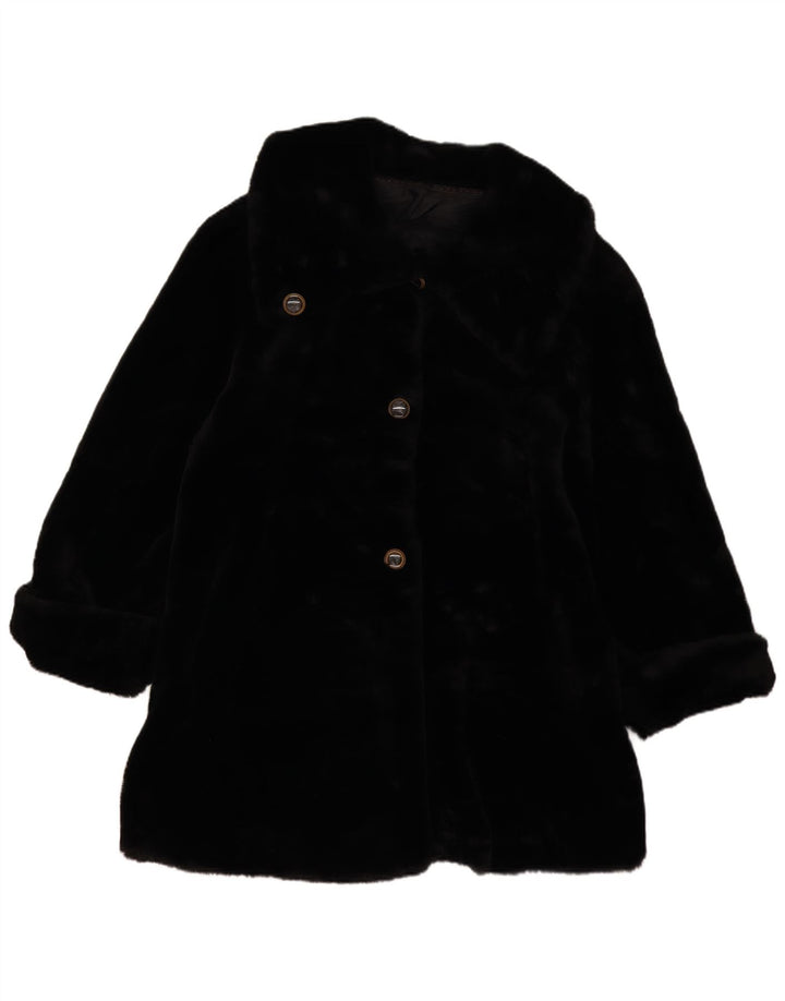 Vintage Damen Übergroßer Kunstfellmantel UK 14 Medium Schwarz
