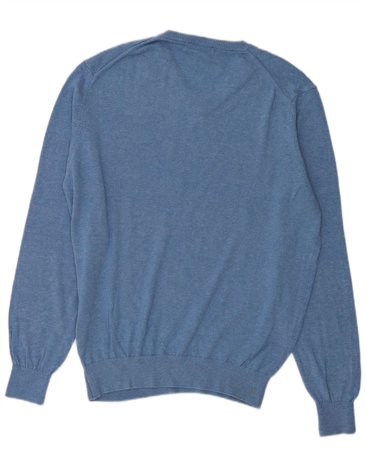 CALVIN KLEIN Mens Golf V-Neck Jumper Sweater Large Blue Cotton