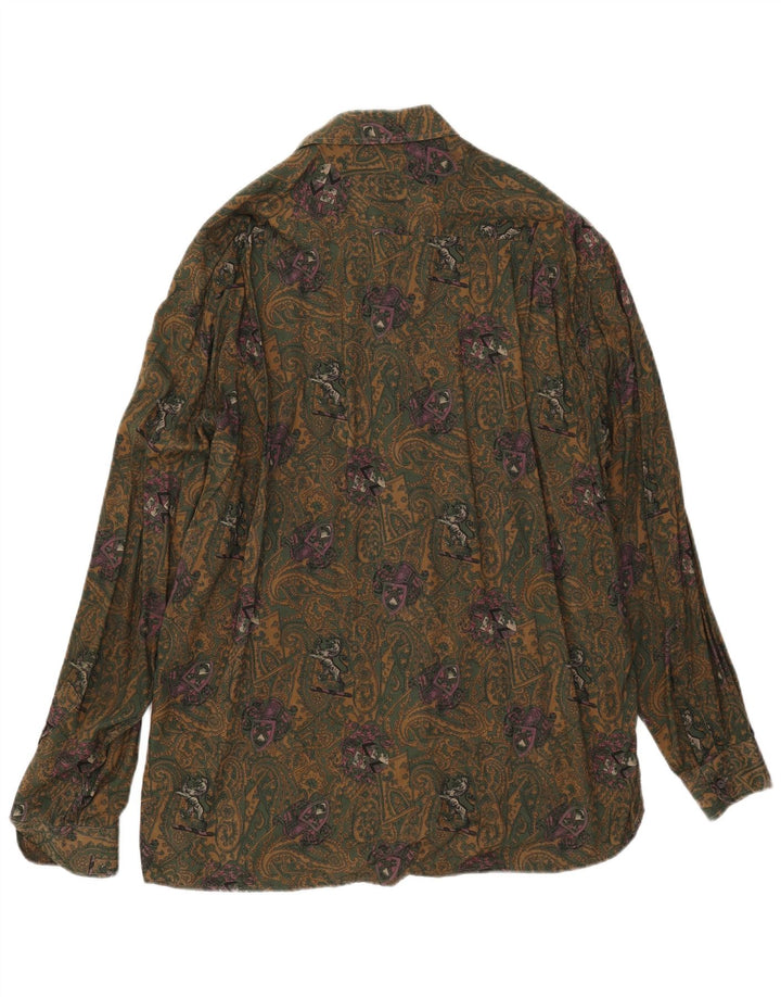 Vintage Herrenhemd XL Khaki Paisley Viskose