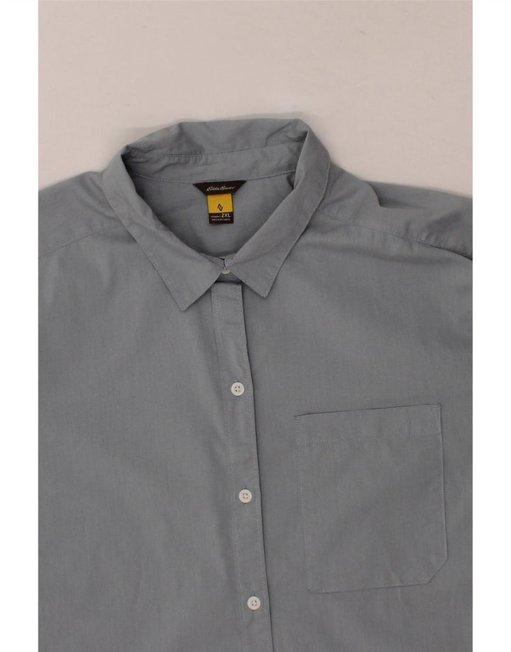 EDDIE BAUER Womens Longline Shirt UK 20 2XL Blue Cotton Vintage Eddie Bauer and Second-Hand Eddie Bauer from Messina Hembry 