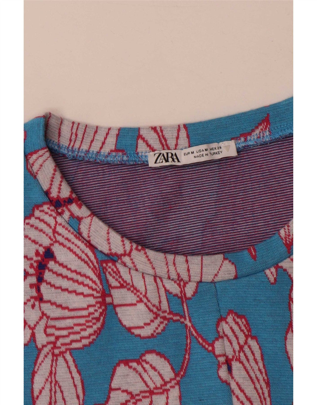 Zara Damen Basic Kleid UK 12 Mittelblau geblümt