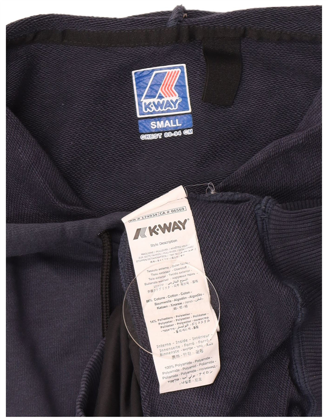 K-Way Herren-Kapuzenpullover, klein, marineblau, Baumwolle