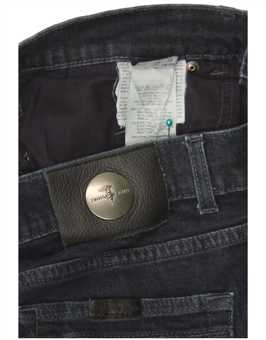 Trussardi Damen Straight Jeans W33 L29 Marineblaue Baumwolle