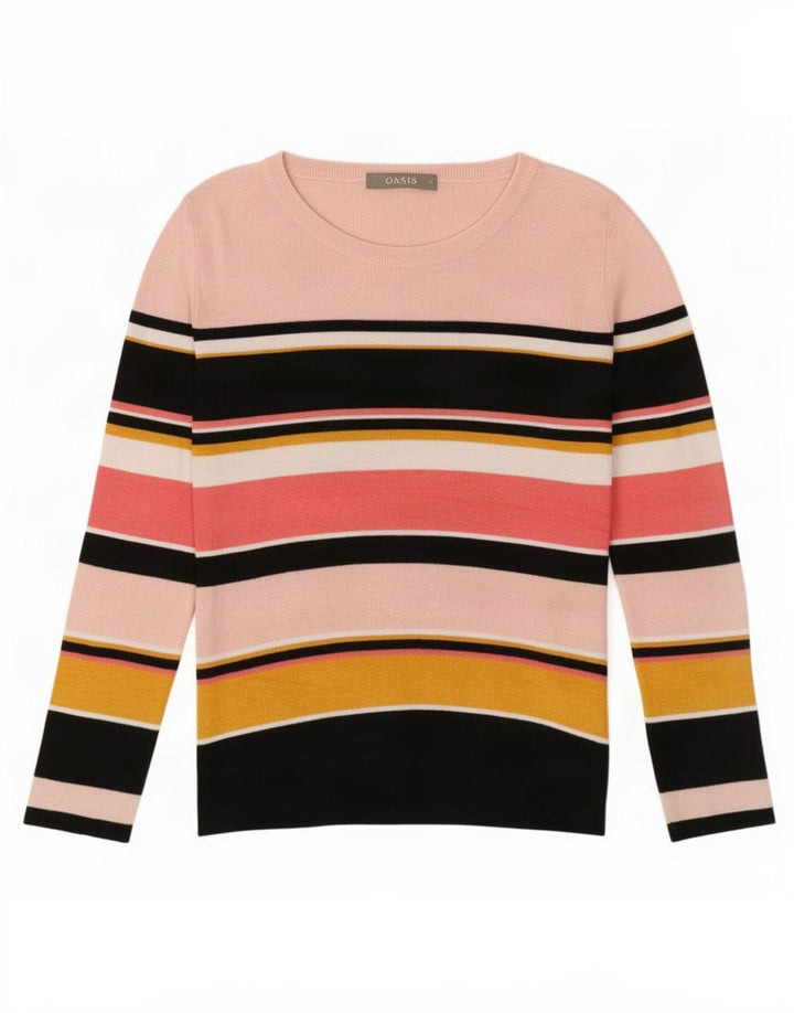 Oasis Damen-Pullover mit U-Boot-Ausschnitt, Größe M, mehrfarbig, gestreift, UK 12