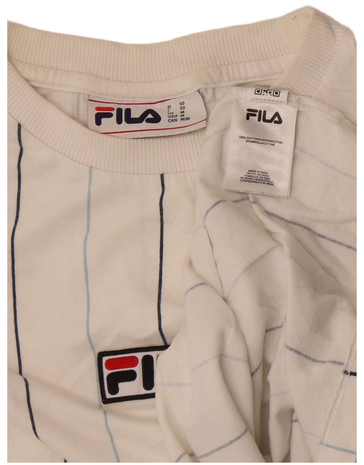 Fila Herren T-Shirt-Oberteil aus mittelweißer, gestreifter Baumwolle
