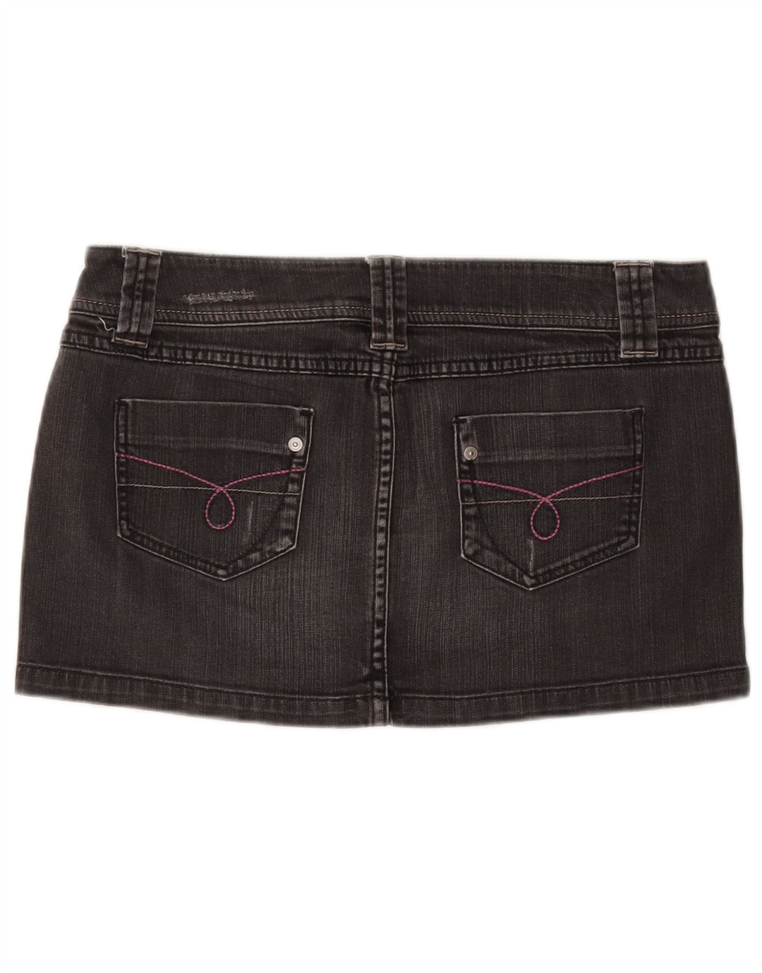 BENETTON Damen-Jeansrock im Used-Look, Größe 44, mittelgroß, W30, graue Baumwolle