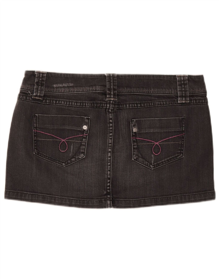 BENETTON Damen-Jeansrock im Used-Look, Größe 44, mittelgroß, W30, graue Baumwolle