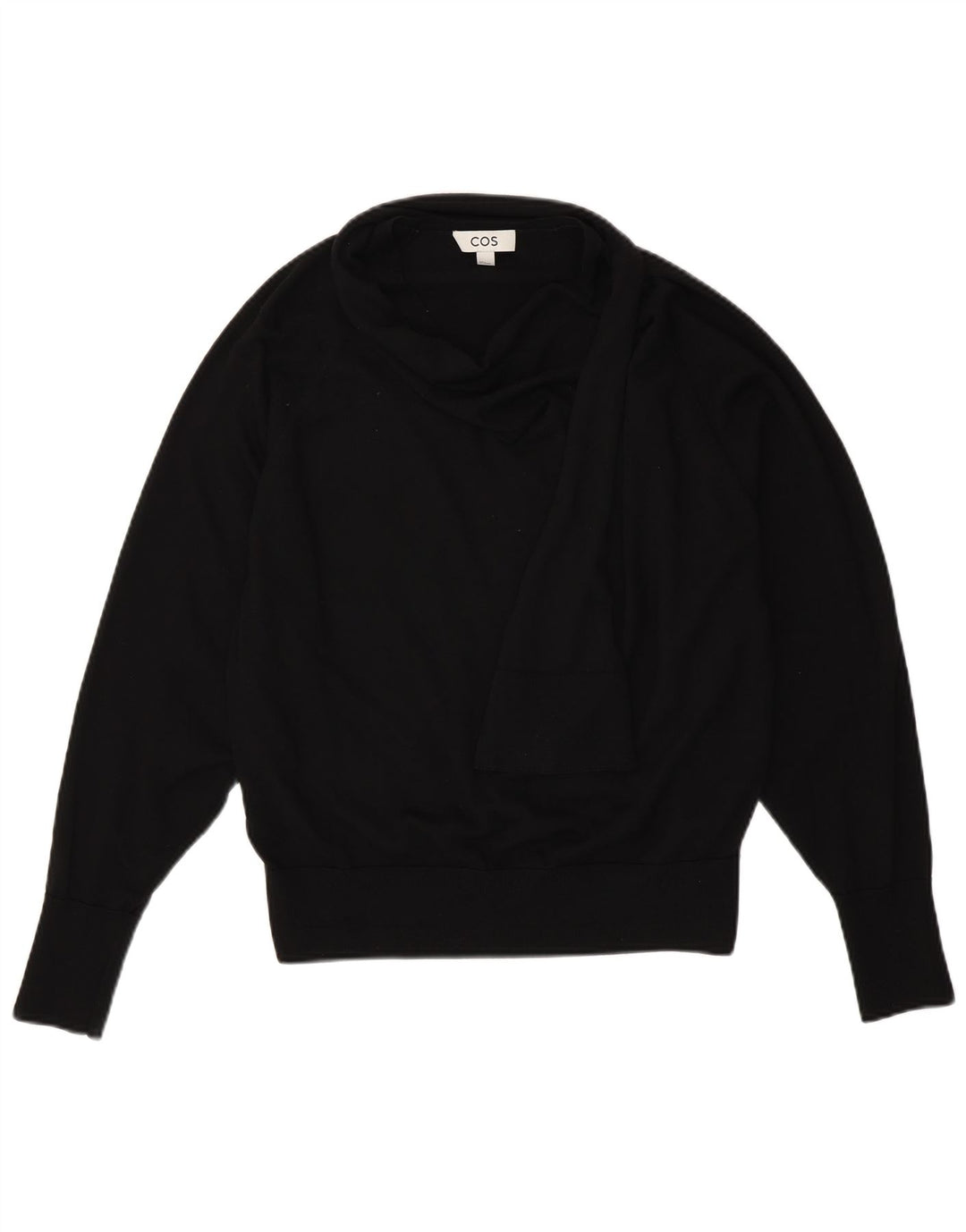 COS Damen-Pullover, übergroß, mit Schalkragen, Gr. 10, Größe S, schwarze Wolle