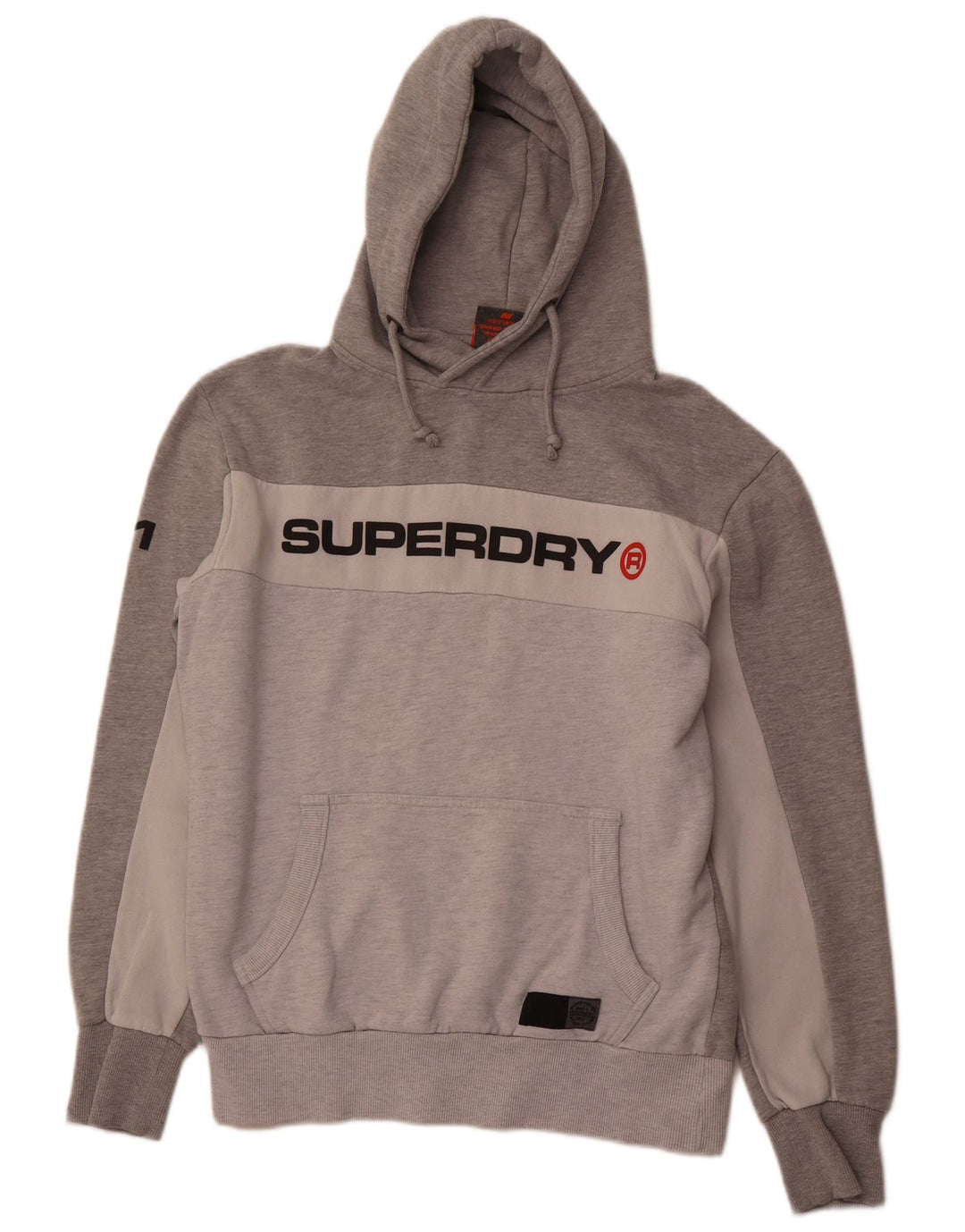 SUPERDRY Herren-Kapuzenpullover mit Grafik, XL, Grau, Colourblock-Baumwolle