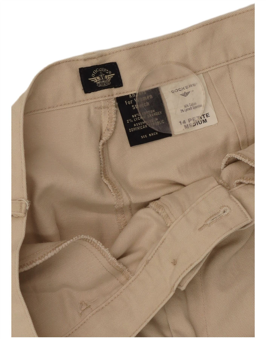 Dockers Damen-Freizeithose mit hoher Taille, US 14, XL, W34, L27, Beige, Baumwolle