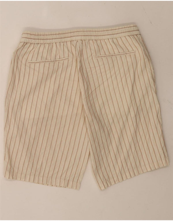 Zara Herren-Chinoshorts, groß, W32, beige gestreift, Baumwolle