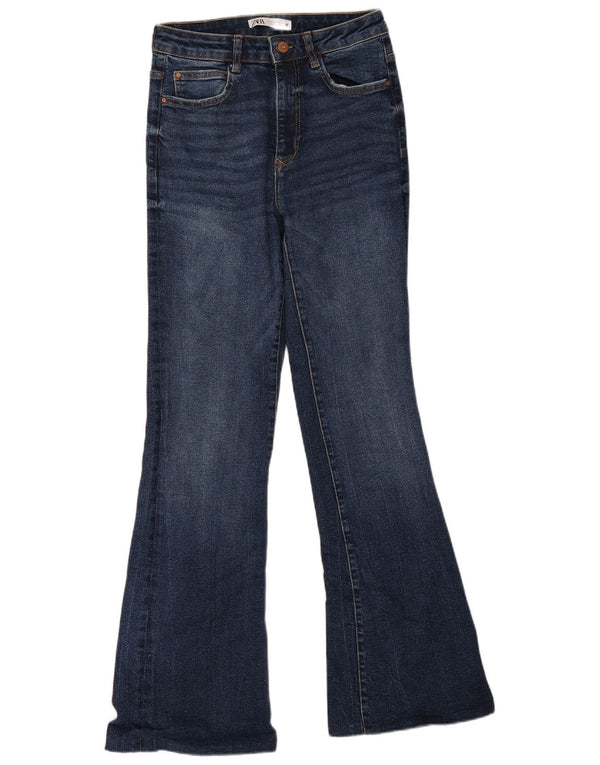 Zara Damen High Waist Flared Jeans EU 38 Small W28 L31 Blau