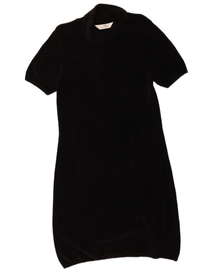 Marks & Spencer Damen Kurzarm-Pulloverkleid UK 12 Medium Schwarz