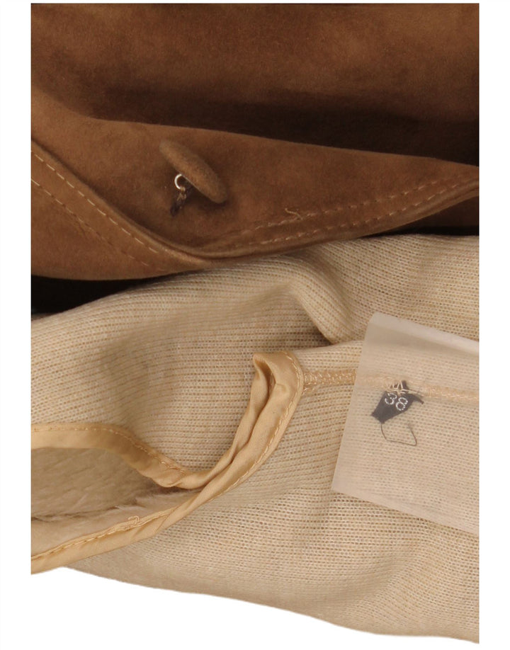 VINTAGE Damen Sherpa-Wildledermantel EU 38 Mittelbeige