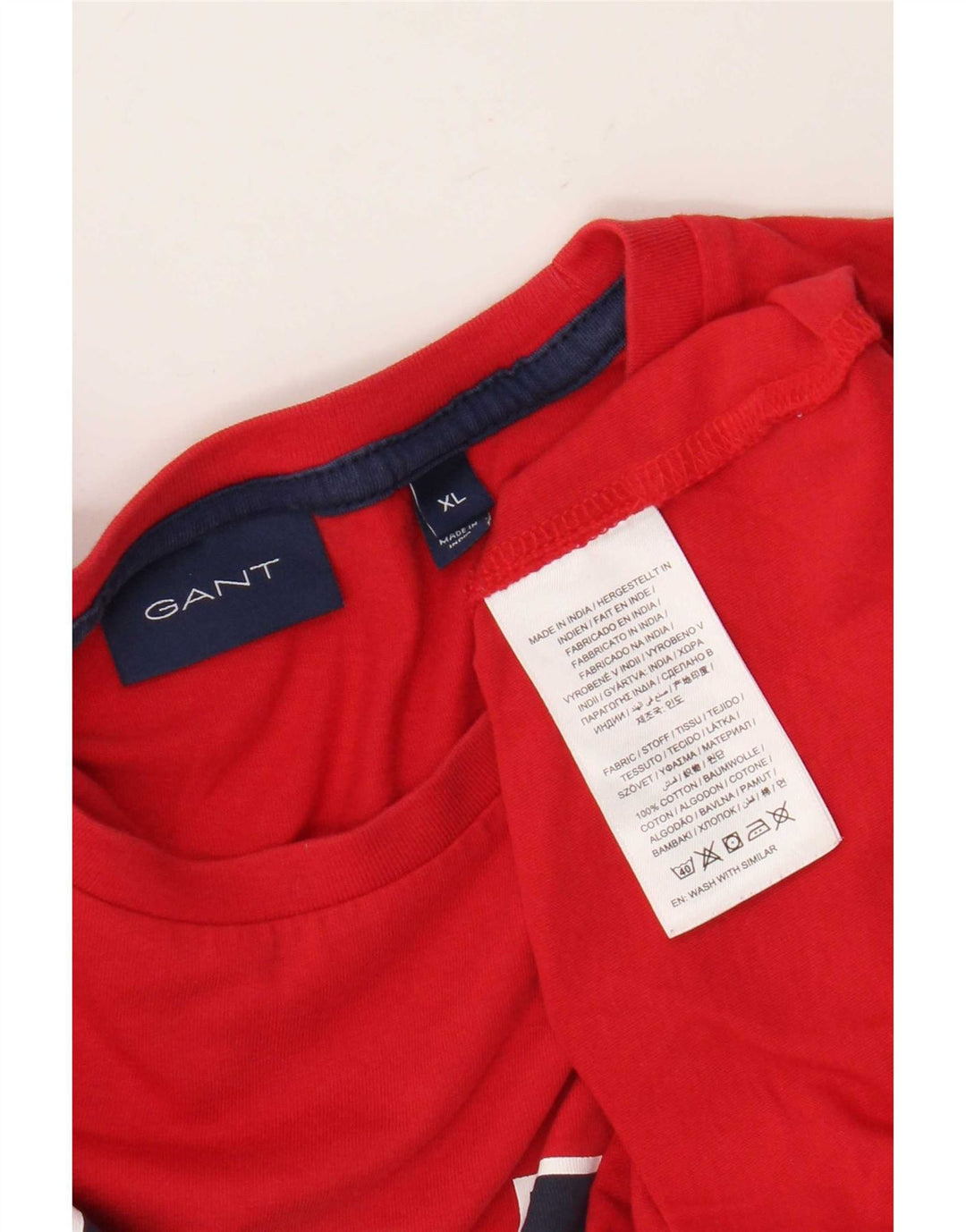 Gant Herren Grafik-T-Shirt-Oberteil XL aus roter Baumwolle