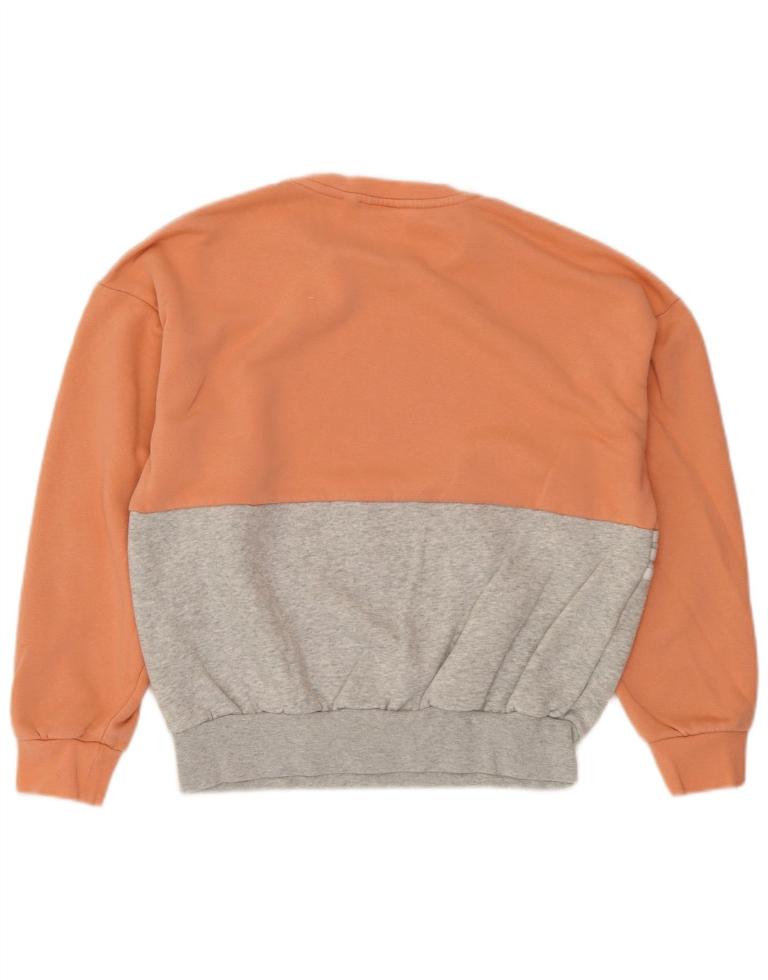 ADIDAS Damen Sweatshirt Pullover UK 12 Medium Orange Colourblock Baumwolle