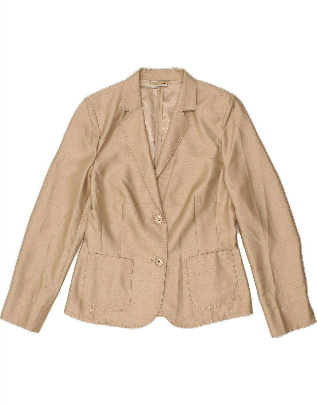 BASLER Womens 2 Button Blazer Jacket UK 12 Medium  Beige Polyester Vintage Basler and Second-Hand Basler from Messina Hembry 