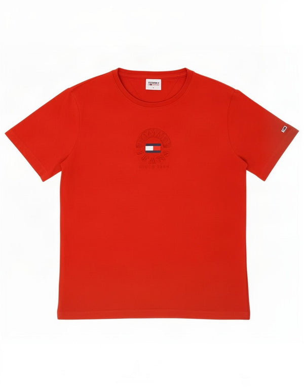 Tommy Hilfiger Damen Kurzarm-T-Shirt mit Grafik, UK 10, Größe S, Rot