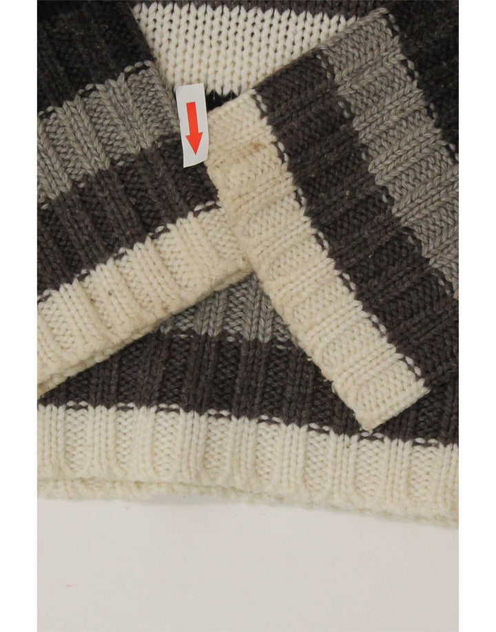Zara Damen Crop Rollkragenpullover Pullover UK 14 Large Mehrfarbig gestreift