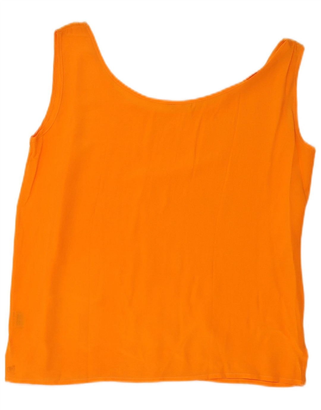 VINTAGE Damen Ärmelloses Blusentop UK 16 Große orangefarbene Seide