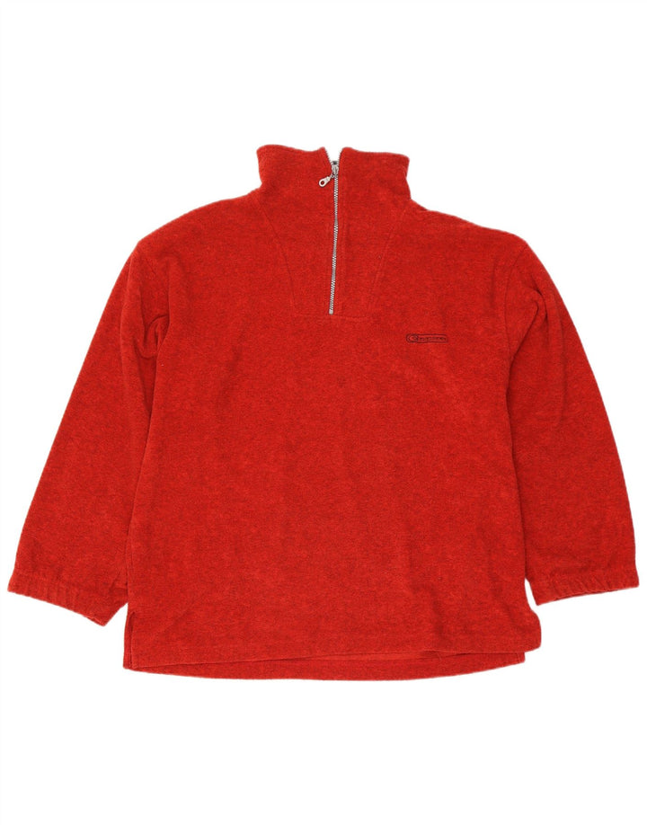 Shamp Herren-Fleecepullover mit lockerer Passform und Reißverschluss am Hals, Größe S, Rot, Polyester