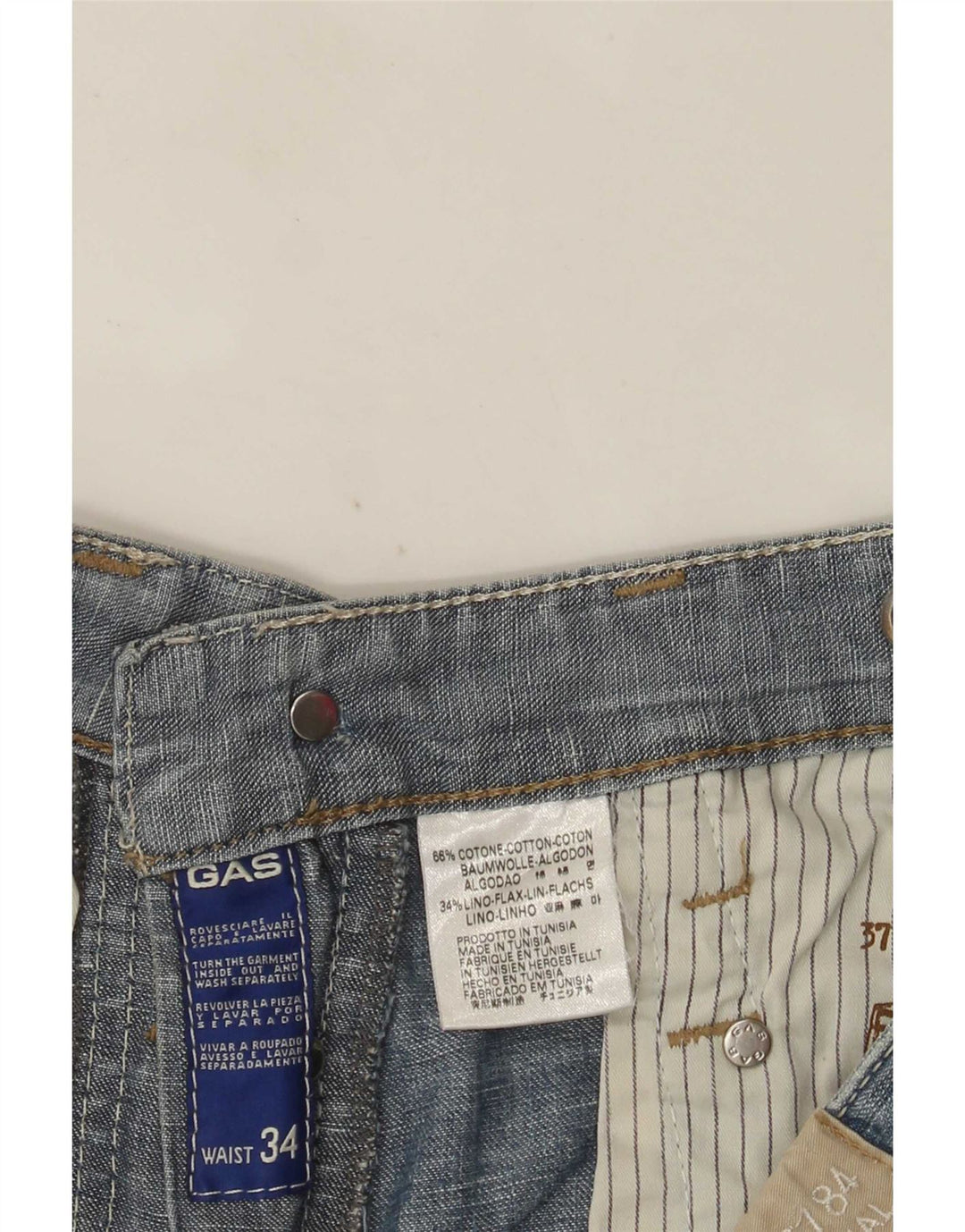Gas Herren-Jeansshorts, W34, Größe L, Blau, Baumwolle