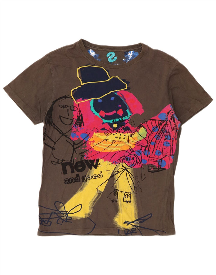 Desigual Herren Grafik-T-Shirt-Oberteil Medium Khaki