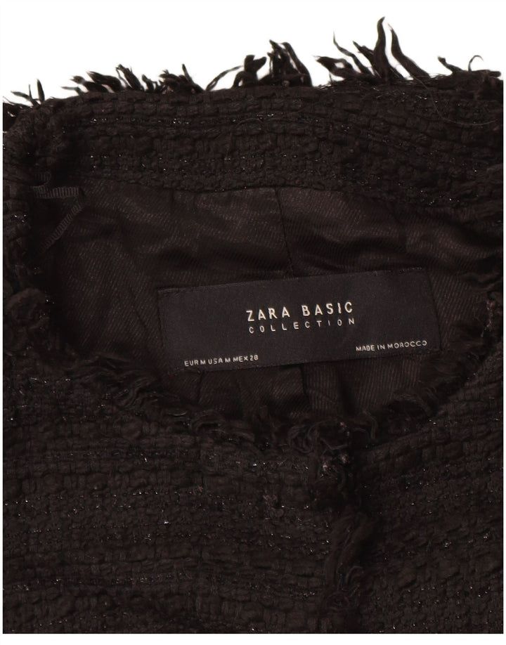 ZARA Damen Blazer Jacke UK 12 Medium Schwarz