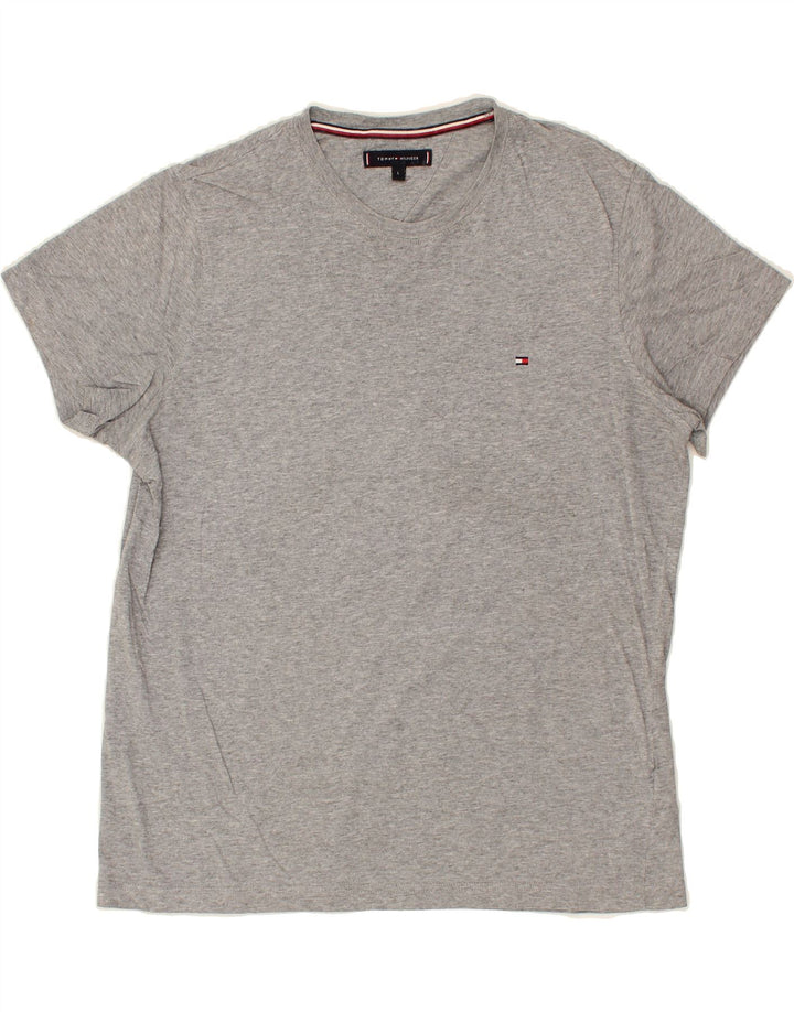 TOMMY HILFIGER Mens T-Shirt Top Large Grey Cotton Vintage Tommy Hilfiger and Second-Hand Tommy Hilfiger from Messina Hembry 
