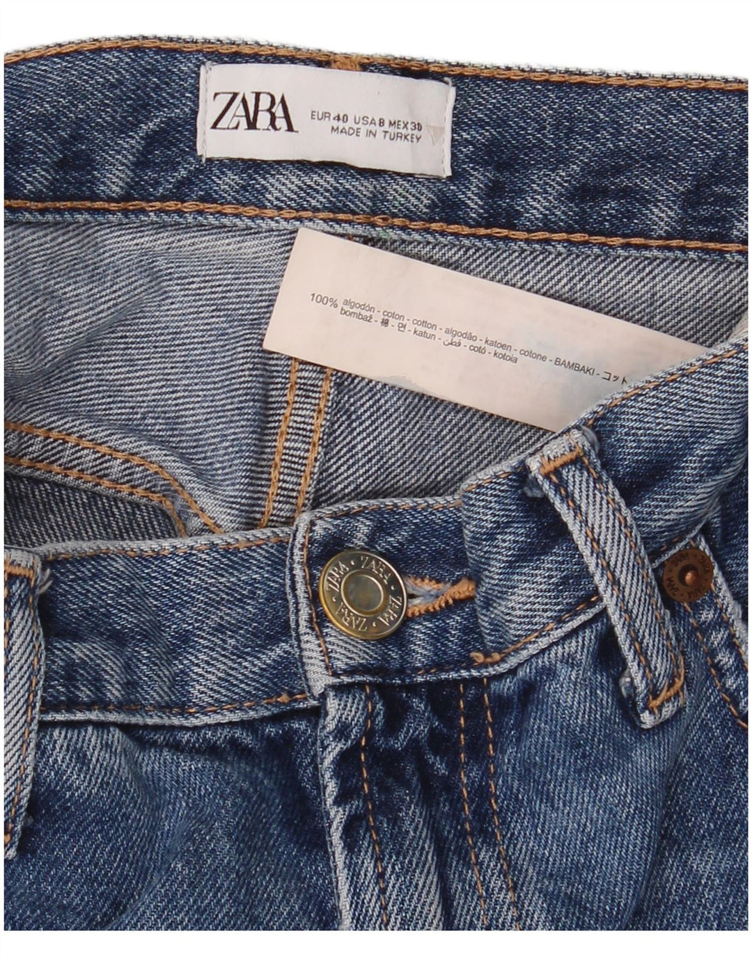 Zara Damen Jeansshorts EU 40 Medium W30 Blaue Baumwolle