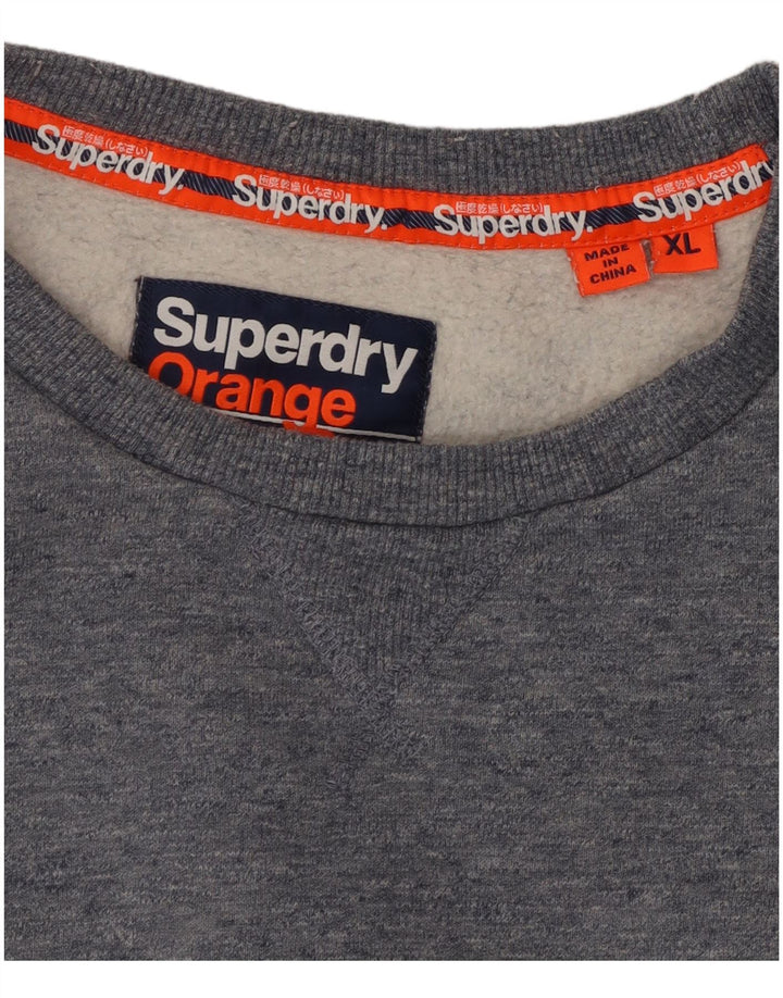SUPERDRY Damen-Sweatshirt-Pullover UK 18 XL Graue Baumwolle