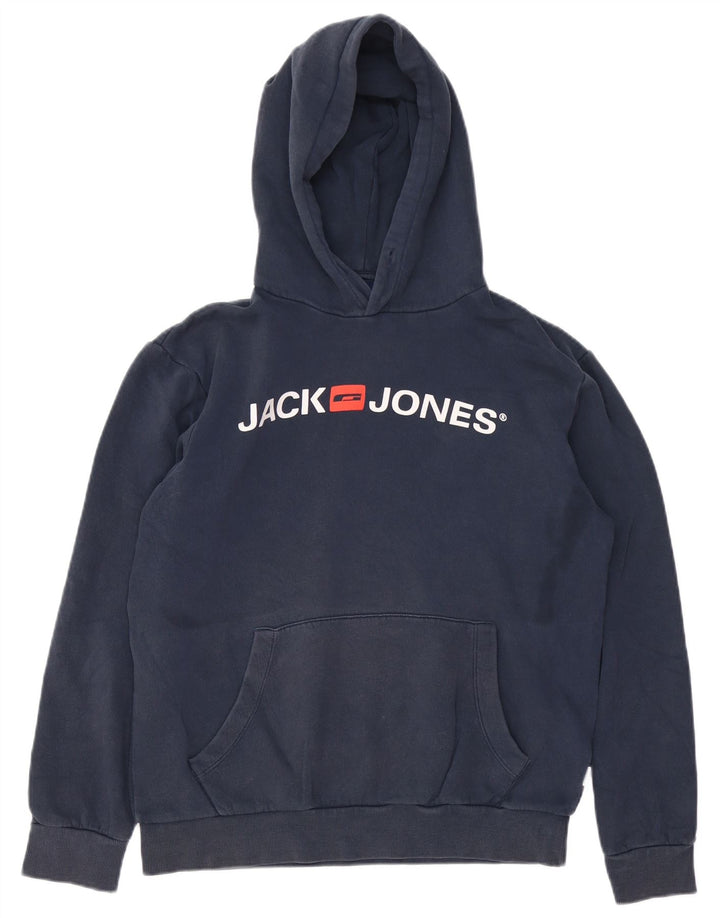 JACK & JONES Herren-Kapuzenpullover mit Grafik, mittelmarineblaue Baumwolle