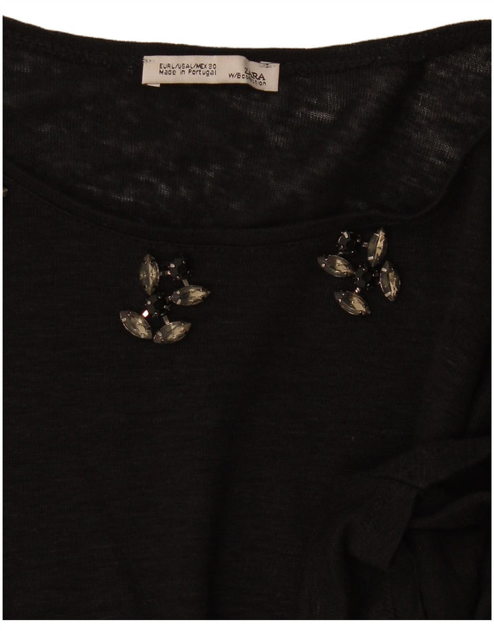 Zara Damen Top Langarm UK 14 Large Schwarz