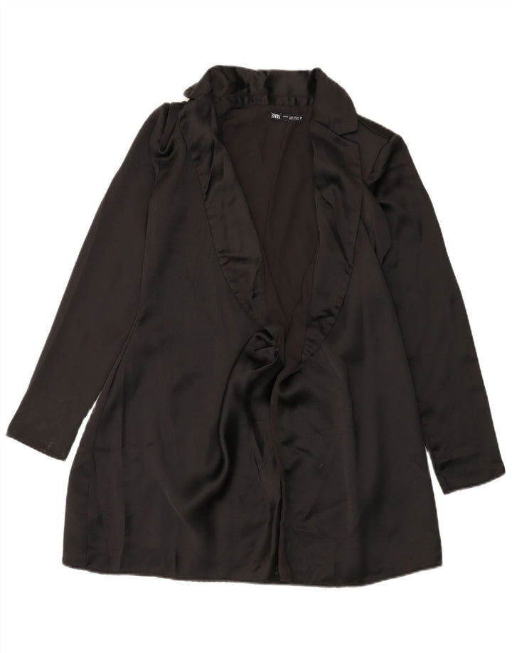 Zara Womens Open Overcoat UK 6 XS Schwarz Polyester