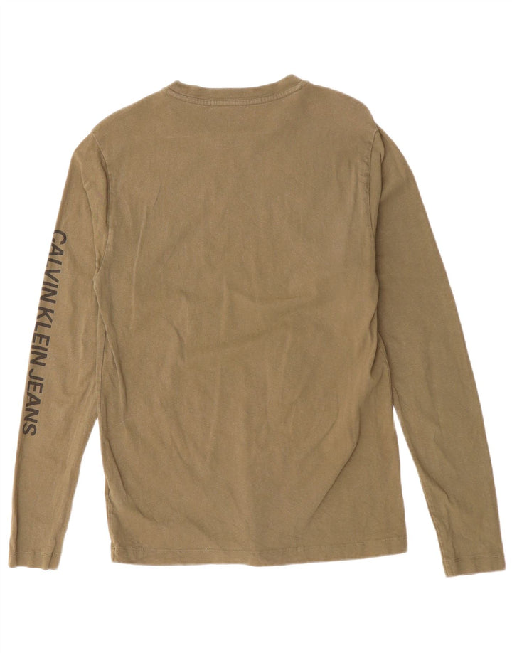 CALVIN KLEIN JEANS Herren Top Langarm Small Khaki Baumwolle