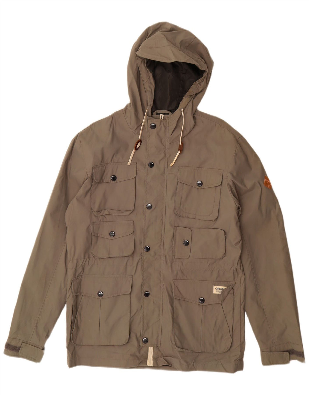 JACK & JONES Herren-Utility-Jacke mit Kapuze, UK 38, mittelgraues Nylon