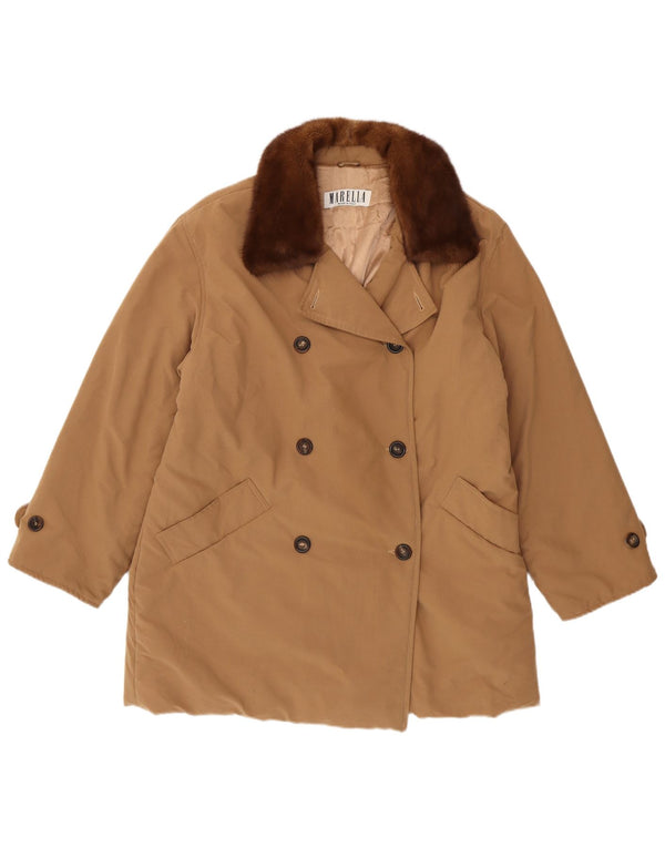 Marella Damen Übergroßer zweireihiger Mantel UK 12 Mittelbraunes Polyester