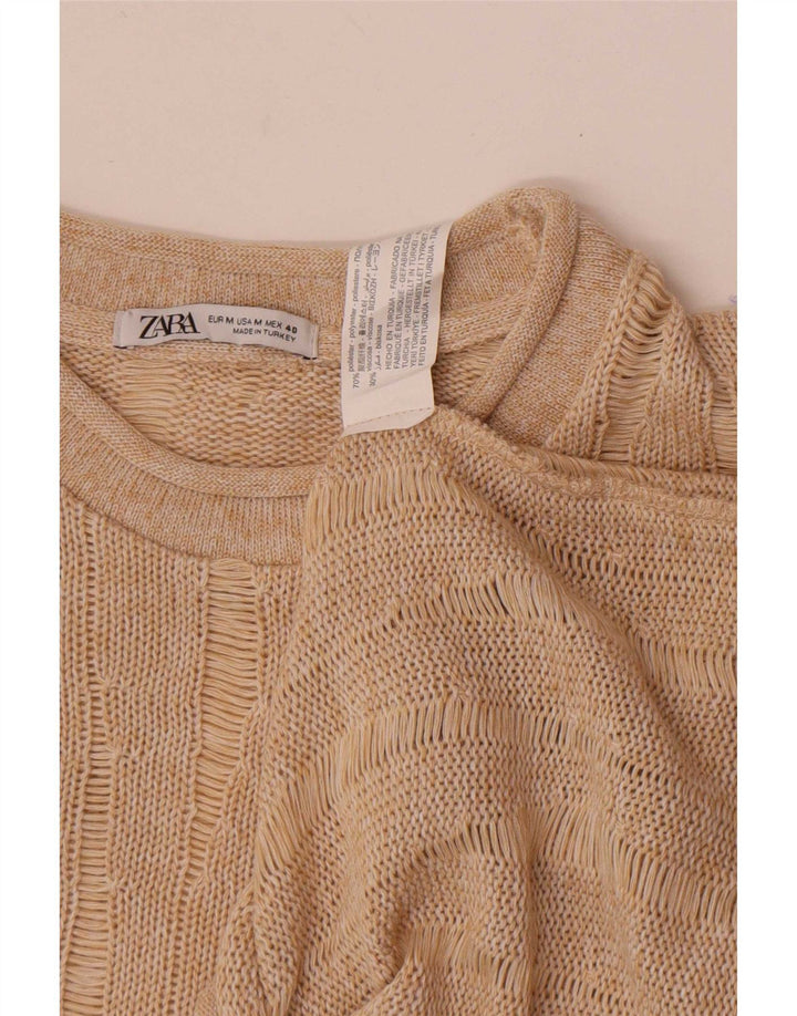 Rollkragenpullover für Herren von Zara, mittelbeigefarbenes geflecktes Polyester