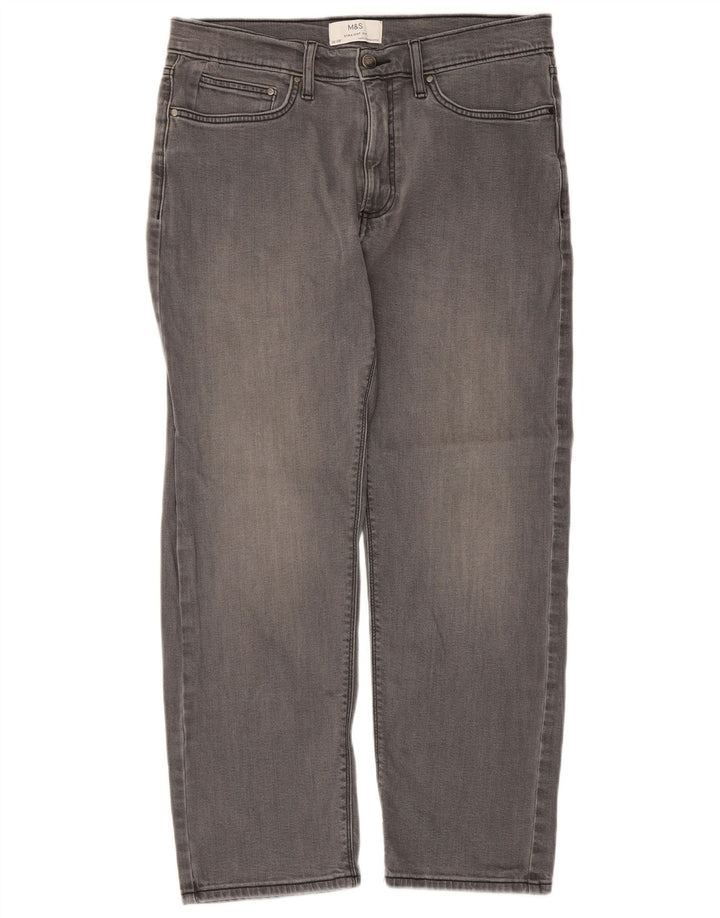 Marks & Spencer Herren Straight Jeans W32 L29 Graue Baumwolle