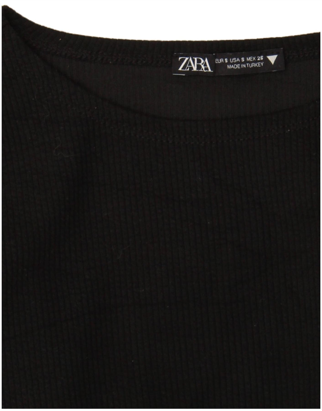 Zara Damen Crop Top Langarm UK 8 Small Schwarz
