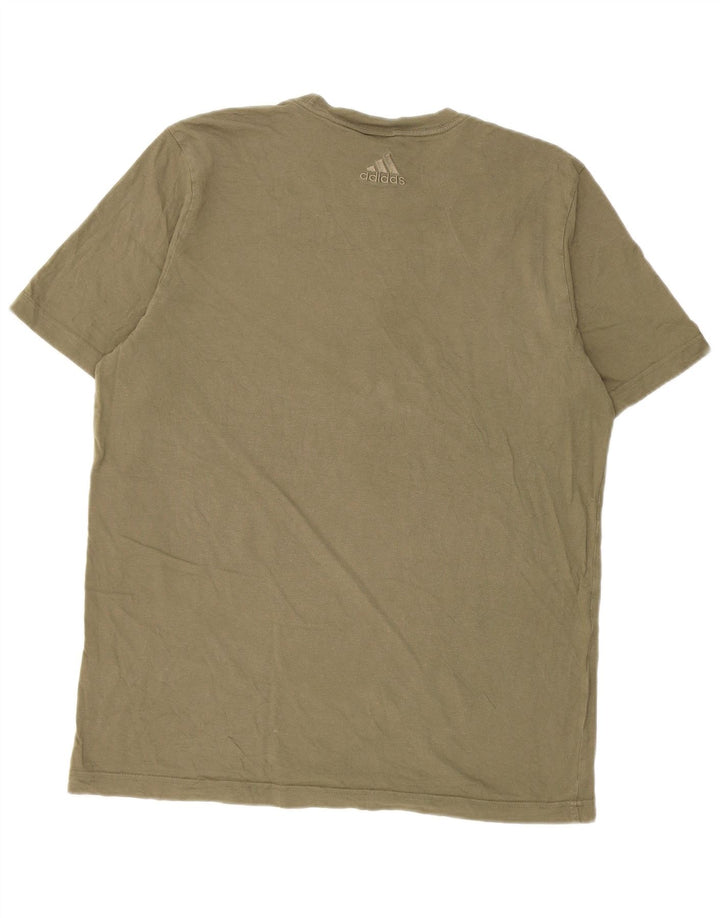 Adidas Herren Grafik-T-Shirt-Oberteil aus mittlerer Khaki-Baumwolle